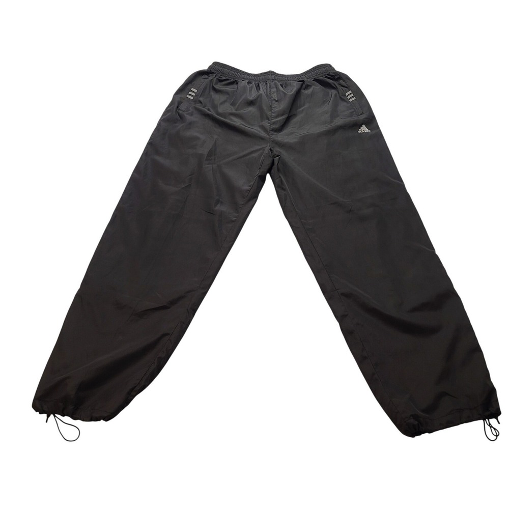 Adidas Men's XXL  Black‎ Track Pants Windbreaker Joggers Bungee Hem Pockets